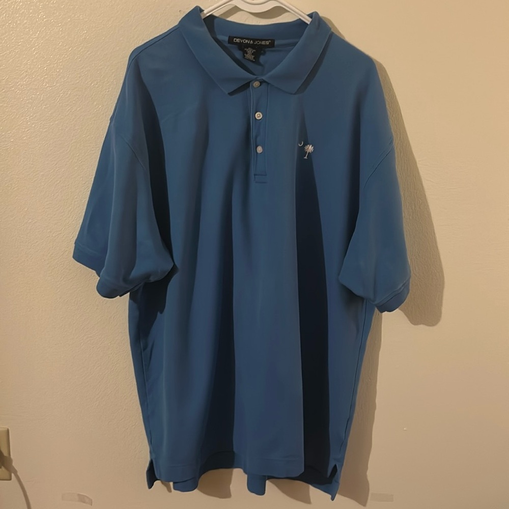 Excellent Devon & Jones Men's Plus Size 2XL Pima Cotton Blue Athletic Polo Shirt